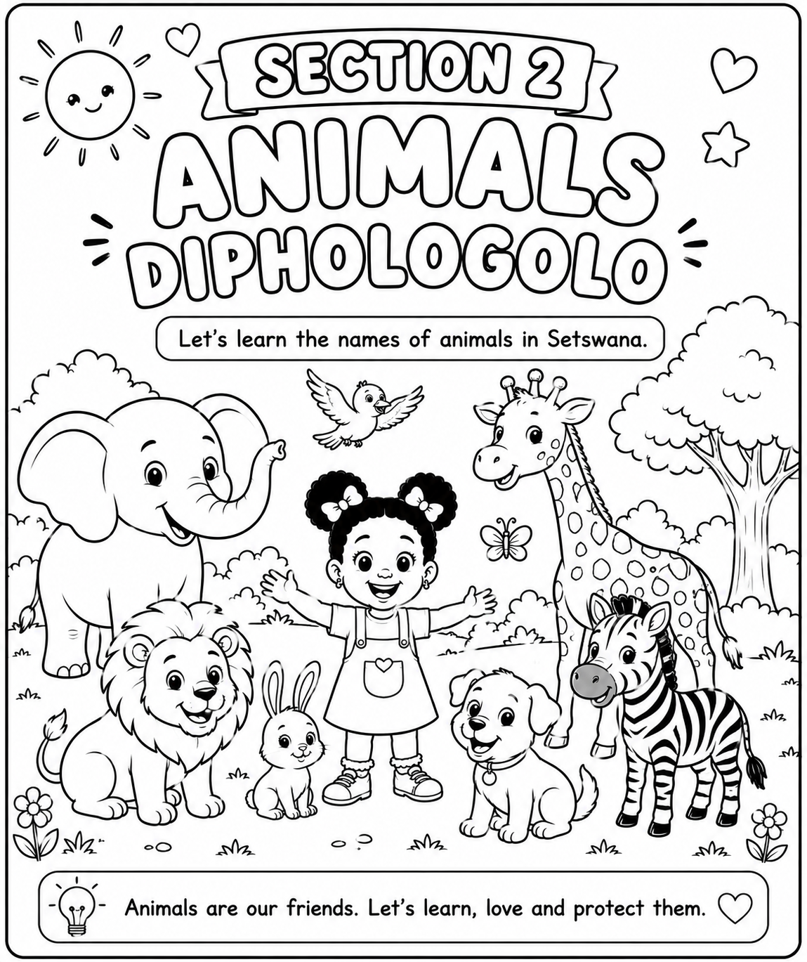Learn Setswana  for Kids Colouring Book