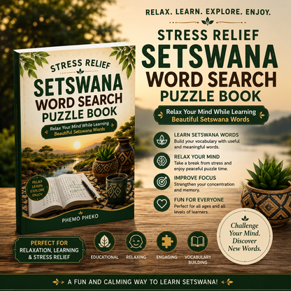 Stress Relief Setswana Word Search Puzzle Book